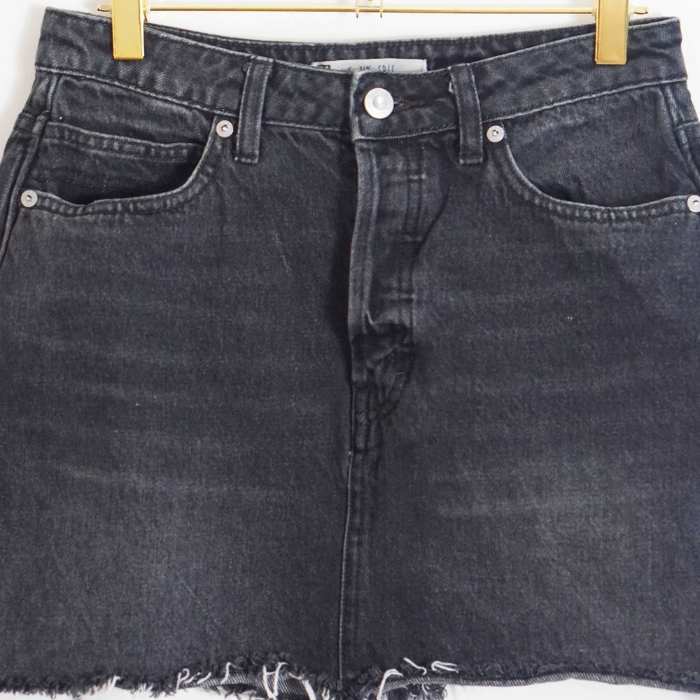 Free People Rugged A-Line Black Denim Mini Skirt - Picture 3 of 6